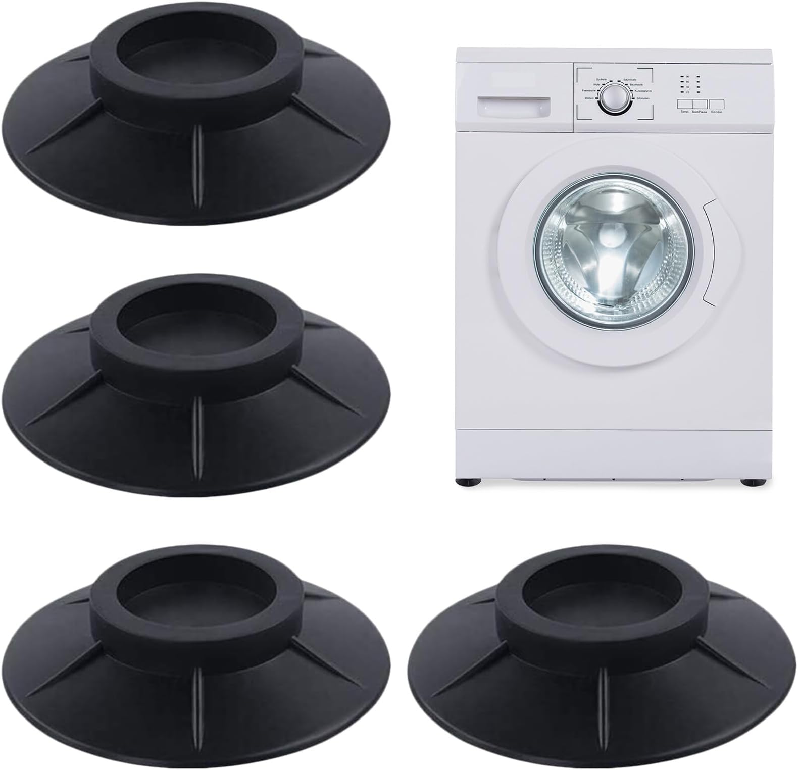 Gwolf Anti Vibrant Pads Washing Machine, Washing Machine Foot Pads, Anti Vibrant Rubber Feet Damper Pads, Anti Vibration Mat for Washing Machine and Dryer, Washing Machine Feet Pad Black