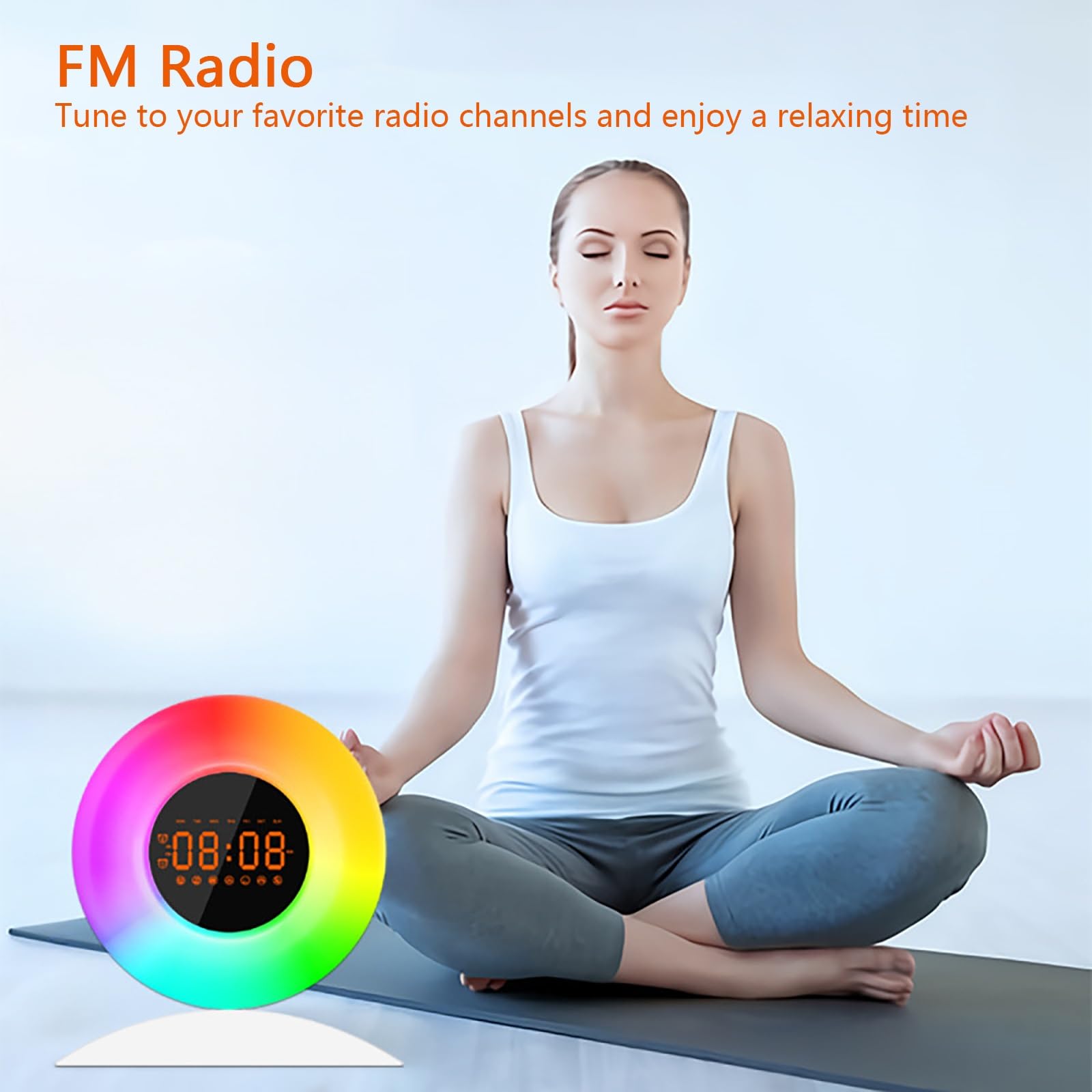 Despertador con Luz De Amanecer, Simulación Suave Del Amanecer y Atenuación Del Atardecer, 8 Sonidos Naturales De Ruido Blanco, Función De Repetición para Relajarse