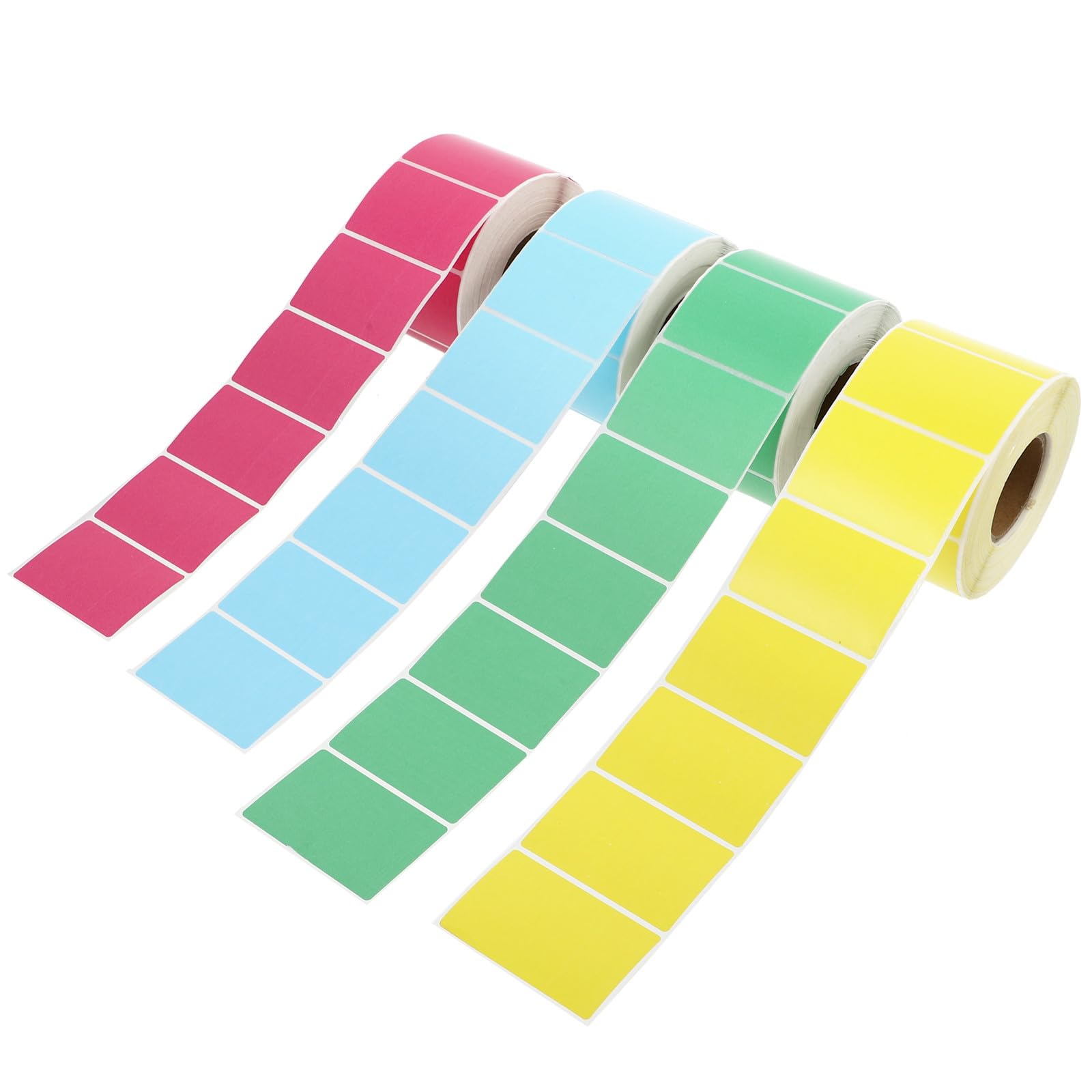 Étiquettes Thermiques Autocollantes en Papier, 4 Rouleaux, Surface Écrivable Coins Arrondis, pour Organiser Tiroirs et Documents