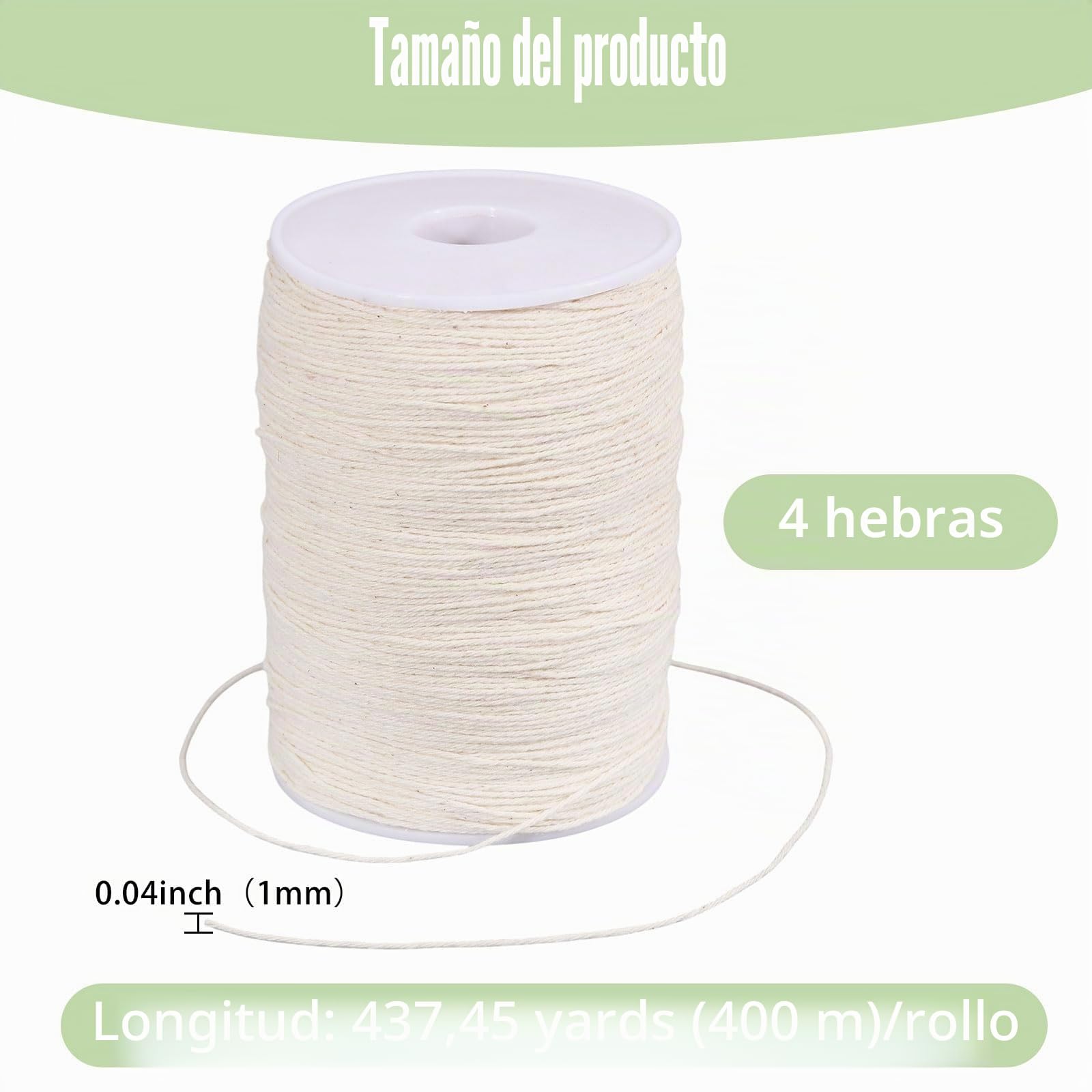 FREEBLOSS Sashiko - Hilo de bordar (400% algodón, 100 m, 4 hebras, color blanco para costura a mano para trabajos de aguja