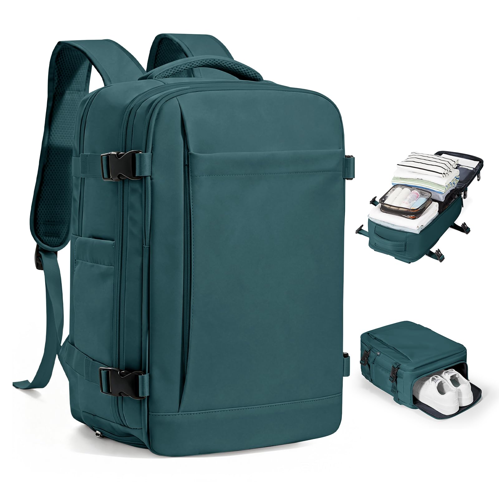 SZLX Zaino Ryanair 40x30x20 Sottovuoto con pompa Zaino da Viaggio 40x30x20 Sottovuoto Bagaglio a Mano Wizzair Vueling Donna Uomo Borse da Cabina per Laptop 14 Pollici Impermeabile con scomparto scarpe