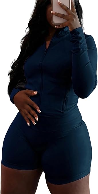 Adogirl Women Workout Sets 2 Piece Zip Cropped Jacket Biker Shorts Outfits