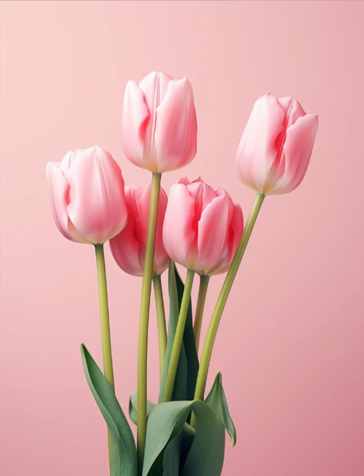 Stithej Pre-Printed Cross Stitch Kit Pink Tulips 11CT for Adult Beginners