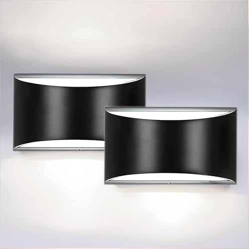 LIGHTESS Juego de 2 apliques de pared interiores regulables para interiores, luces LED de aluminio para pared, color negro, modernos apliques de