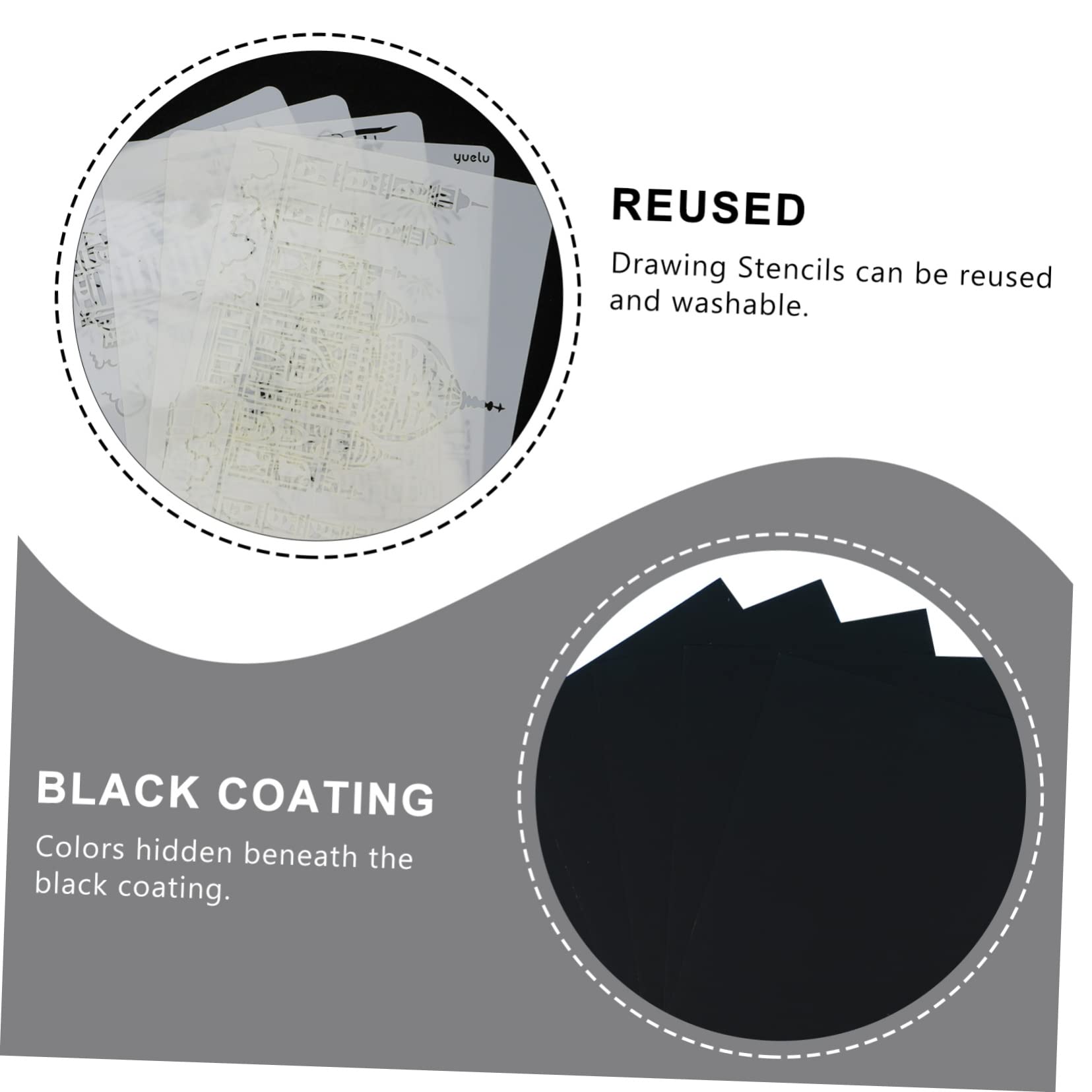 KALLORY DIY Scratch Painting Kit for Boys and Girls Sets Scratch Papers Templates a Size for Creative Art Play