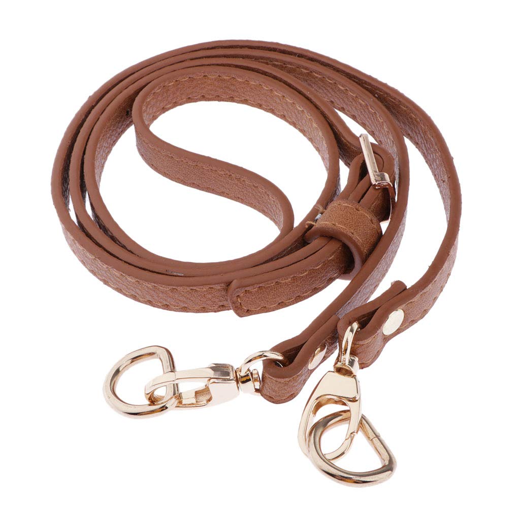 HEAVY DRIVER® Adjustable Leather Bag Strap Replacement for Bag Making Brown- Gold Buckle