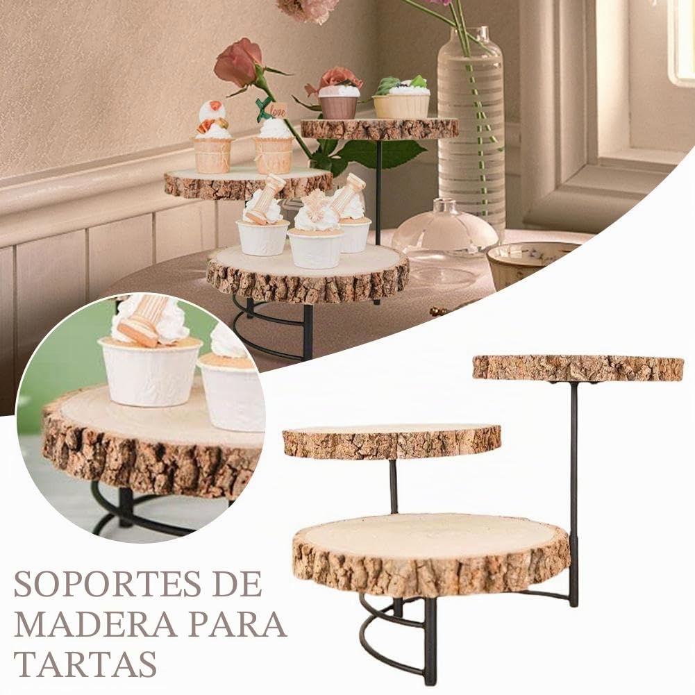 Soporte de madera para tartas de 3 niveles, soporte para tartas de boda, posavasos de madera para decoración del hogar, decoraciones de Navidad, decoración del hogar