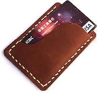Vista 5 de Hand-made front pocket card holder, leather minimalist card, ultra-thin wallet, credit card holder, 3 card slots