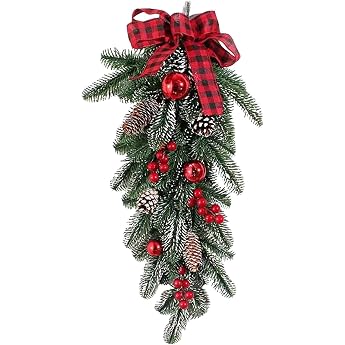 Christmas Decoration Christmas Garland Pendant Garland Christmas with Bows Fir Garland Artificial Like Real for Christmas Decoration Outdoor Indoor Outdoor Door Tree Front Door Walls C