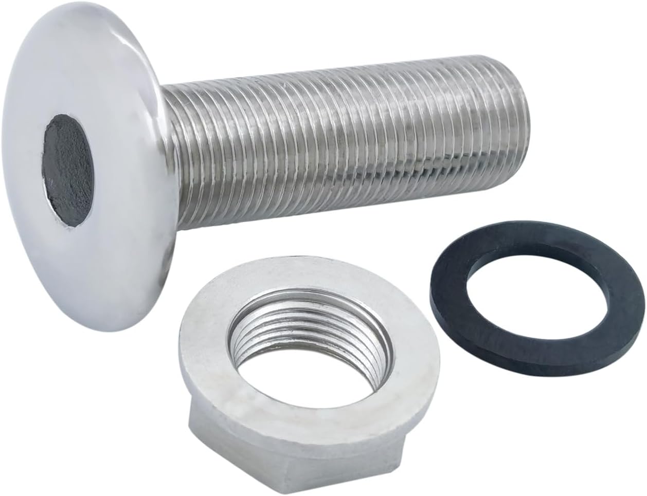 Stainless Steel 316 Durable Combo Stainless Steel Thru-Hull Fitting w/Nut with Custom Gasket Boat Plumbing Fittings for Boats, Yachts, Marine
