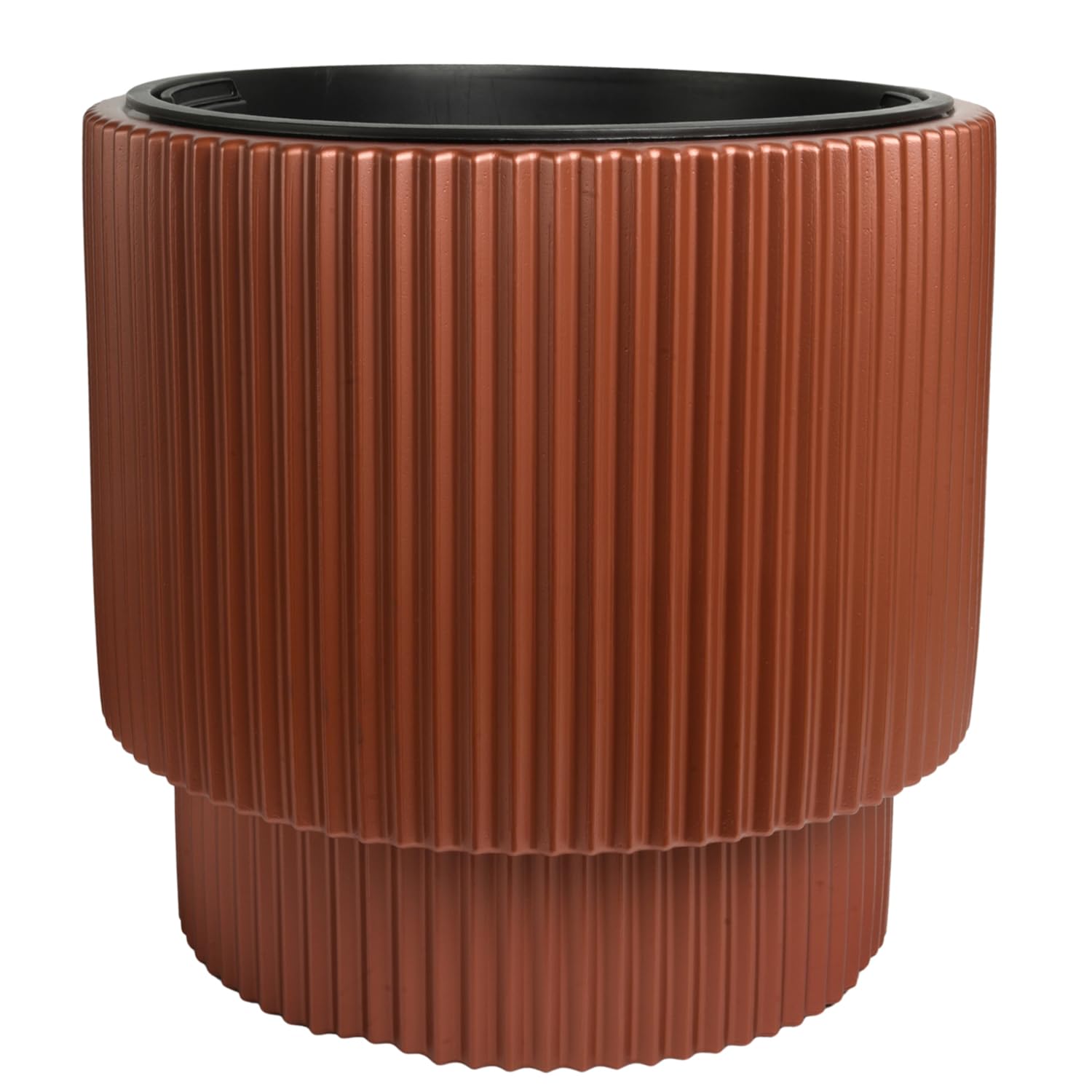 B2C Plant Pots Flower Planter 7 Colours 2 sizes Tall Wavy Plastic Pot Boho Elegant Textured Plastic Lightweight Home Garden Patio (Copper, 40cm - 38L)