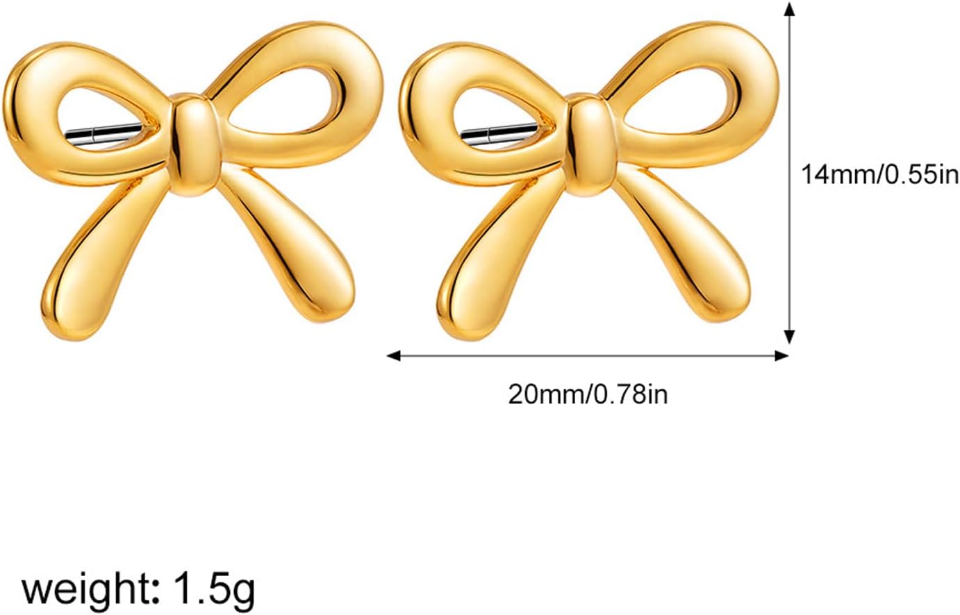 Gold Bow Earrings for Women Dainty Gold Bowknot Ribbon Stud Earrings Hypoallergenic Minimalist Simple Cute Bow Earring Jewelry Gifts Trendy Stuff - Image 5