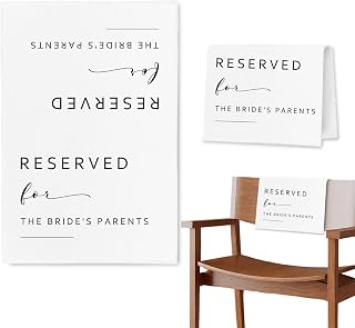 Reserved Seating Chair Signs, Reserved Sign Pew Cloths Seating Placeholder for Church Pews, Wedding Decorations for Reception Celebrations Event (The Bride's Parents, 2 PCS)