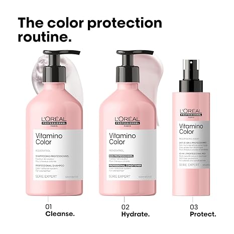 L'Oreal Professionnel Paris Vitamino Color Shampoo & Conditioner Set - Protects & Preserves Hair Color, Prevents Damage, Adds Vibrancy & Enhances Shine
