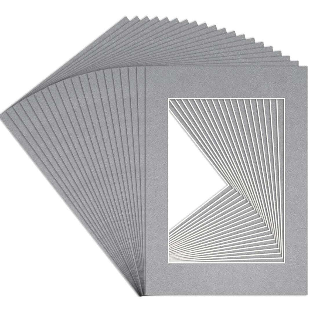 Procut Global A3 Silver Picture Mounts to Fit A4 Aperture - Precision Cut Cardboard Photo Mount - Ideal for Frames, Prints, Artwork & Certificates - Sizes & Colours Available - 20 Pack โ image 1