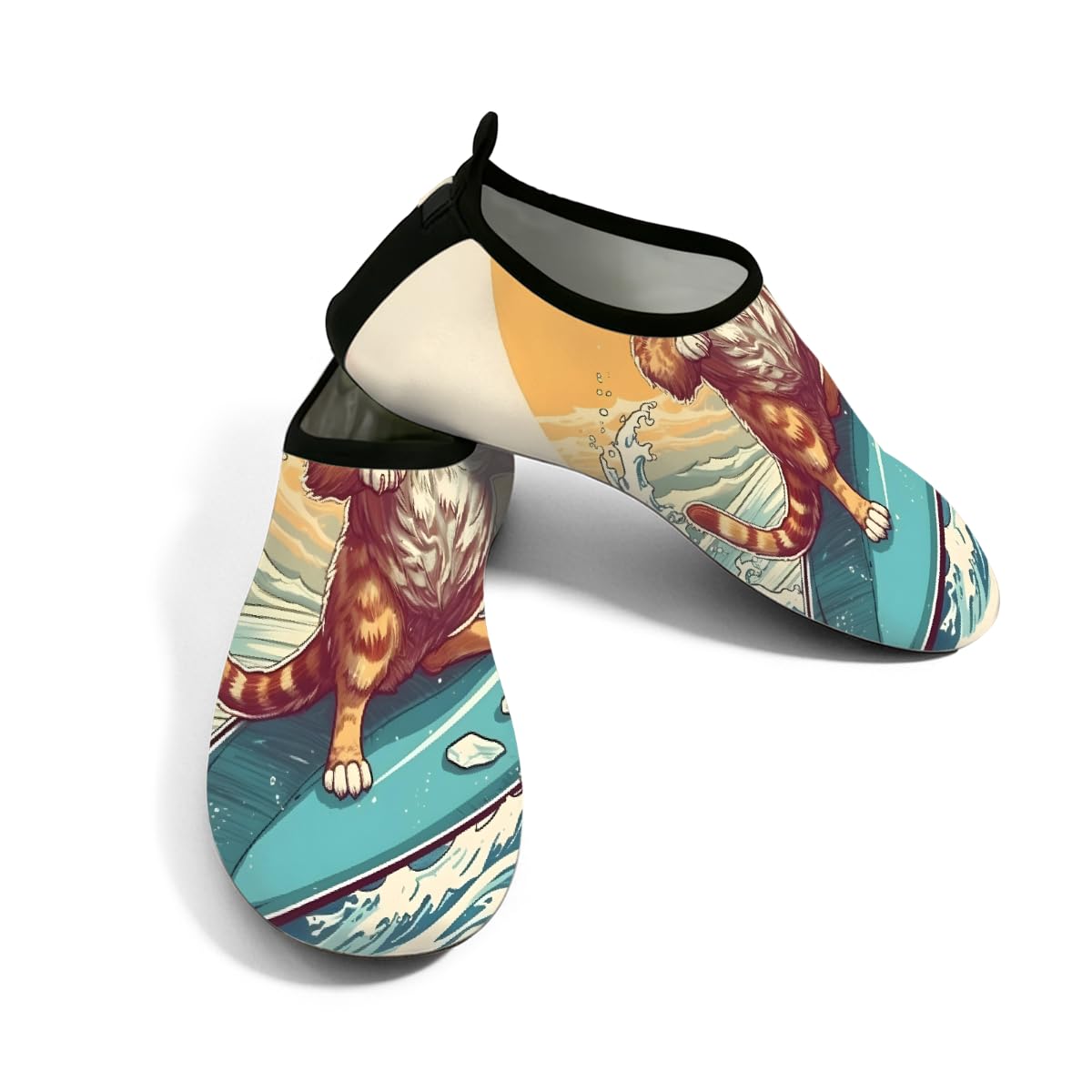 Water Shoes for Women Men Funny Cat Surf Beach Shoes Quick Dry Anti-Slip Barefoot Shoes Swim Aqua Socks Water Park Essentials for Boat, Pool, River, Surf -S