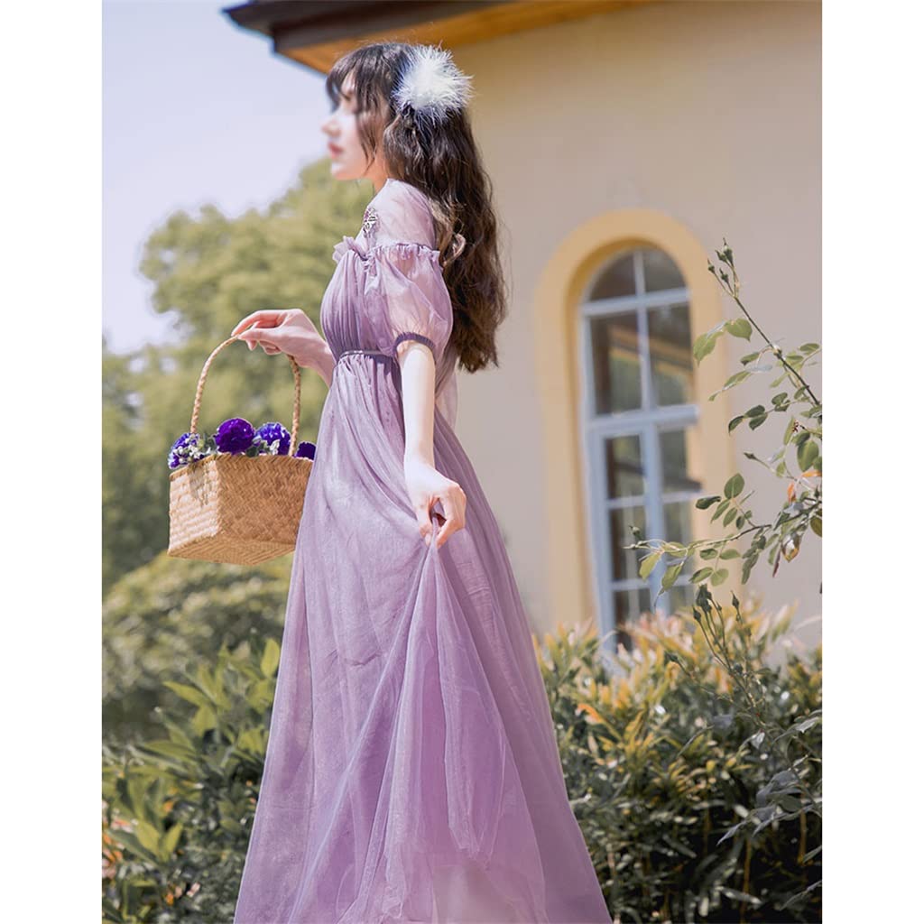 XIAOJUN Purple Soft Fairy Dress Women Summer Retro Square Neck Ruffled Elegant Flower Embroidery (Color : Purple, Size : XL code) : Amazon.nl: Fashion XIAOJUN Purple Soft Fairy Dress Women Summer Retro Square Neck Ruffled Elegant Flower Embroidery (Color : Purple, Size : XL code) : Amazon.nl: Fashion