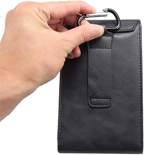 Miniatura 7 de Riñonera de cuero para teléfono celular para hombre, clip para cinturón de teléfono celular, bolsa vertical pequeña para teléfono inteligente con