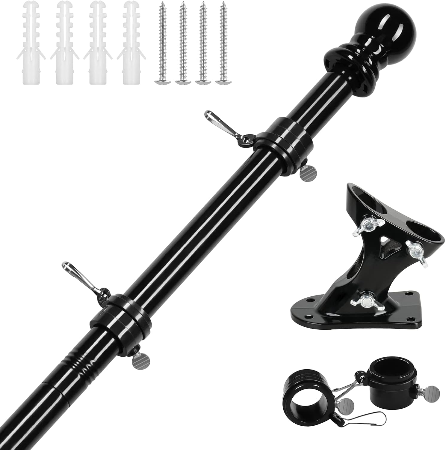 iPower 5 Feet Outdoor Stainless Steel Flagpole Kit, Rust