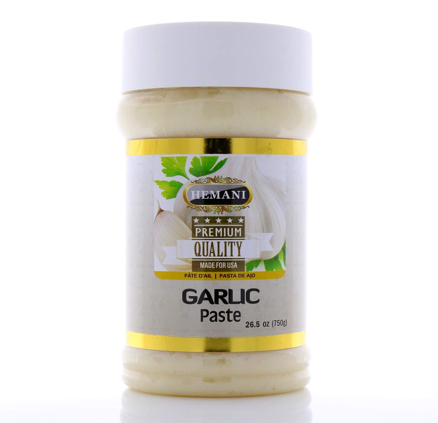 HEMANI Gourmet Garlic Paste 26.5oz (750g) Pure Garlic Puree - Non-GMO, Gluten-Free, Vegan Thick Pulp No Vinegar