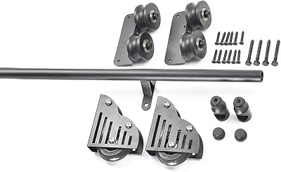 Sliding Barn Door Kit Sliding Ladder Complete Hardware Rolling Track 3.3ft-20ft (No Ladder)+Floor Rollers, for Home/loft/Library (Size : 3.3ft/100cm Track Kit)