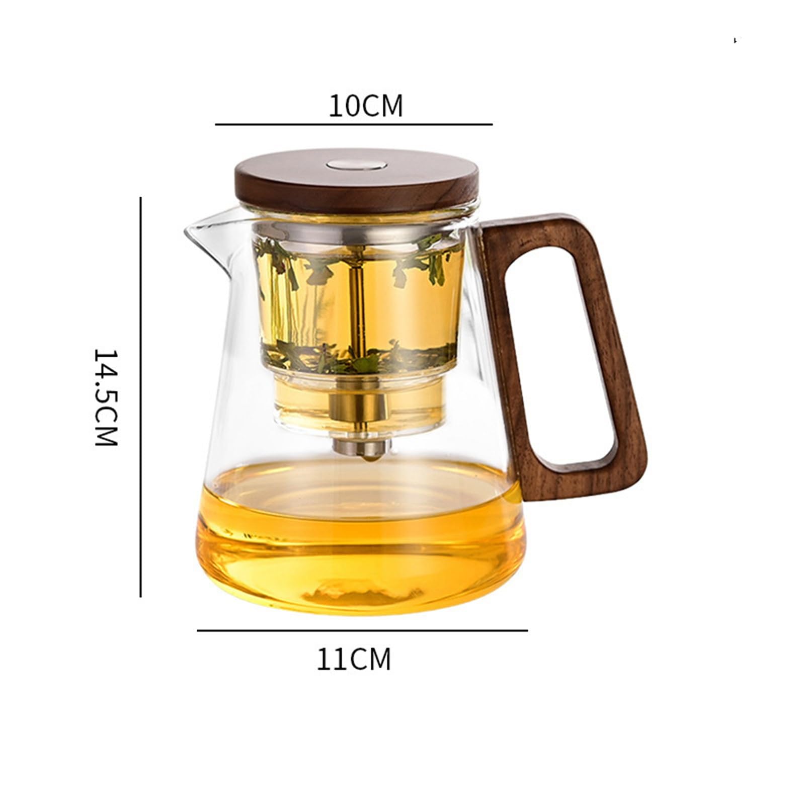 Teiera di Vetro Tetera 800ml Separación De Agua De Té Todo De Vidrio Resistente al Calor Filtro De Té Kung Fu Tea Set(Ceniza)