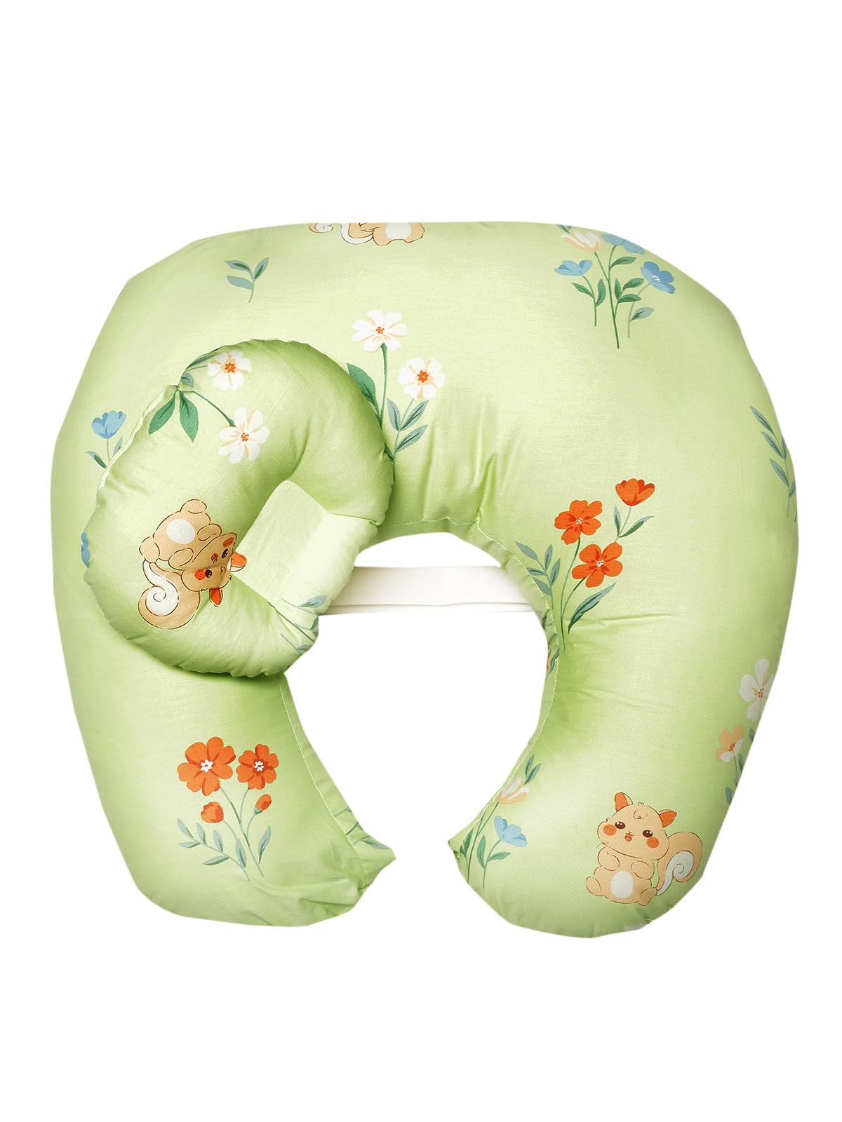 The Mom Store Cotton Baby's Feeding and Nursing Pillow with Detachable Cover and Baby Head Pillow (Garden Dreams Print)