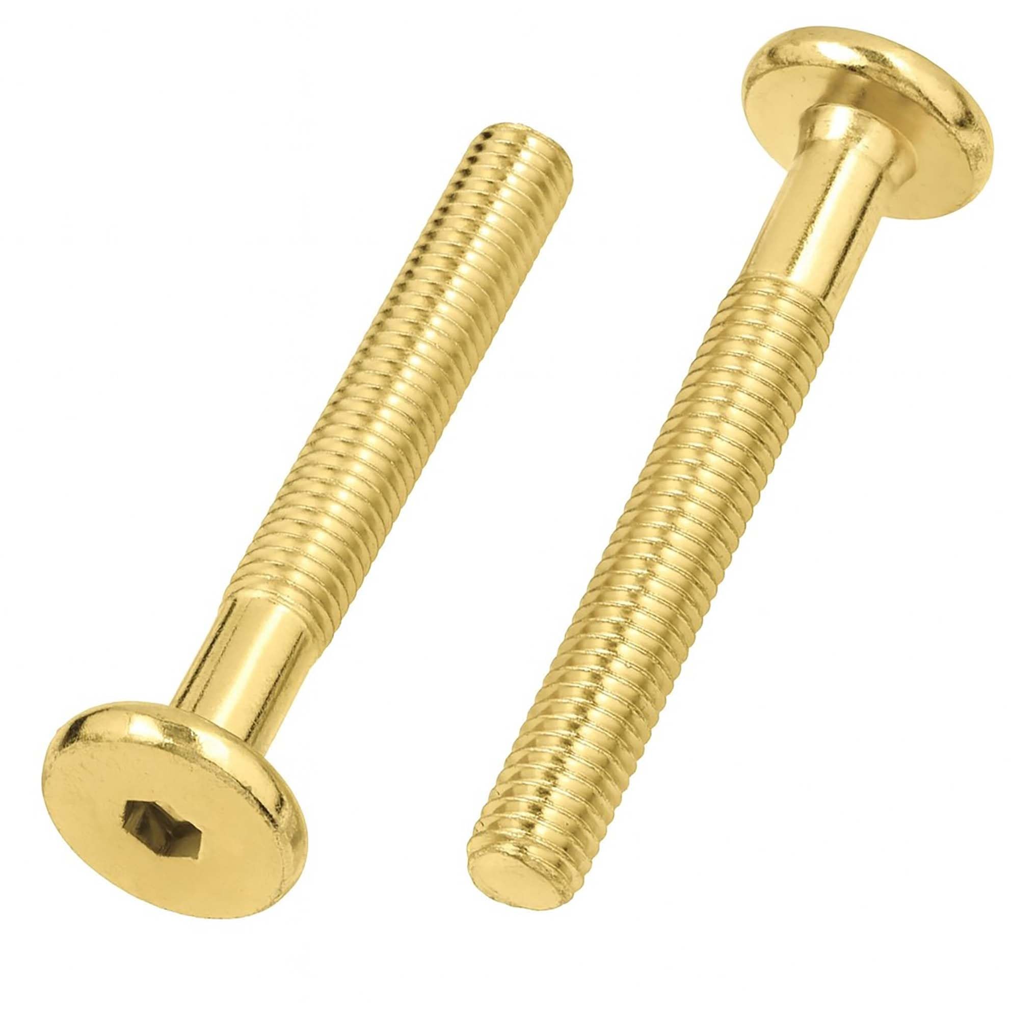 M6 (6mm x 65mm/45mm) (Pack of 50) Yellow Flat Head Furniture Screw Hex Drive Socket 4.8 Zinc Plated Steel with Metric Thread Partially Threaded Bolts for Furniture Cots Beds Crib N04-05AB