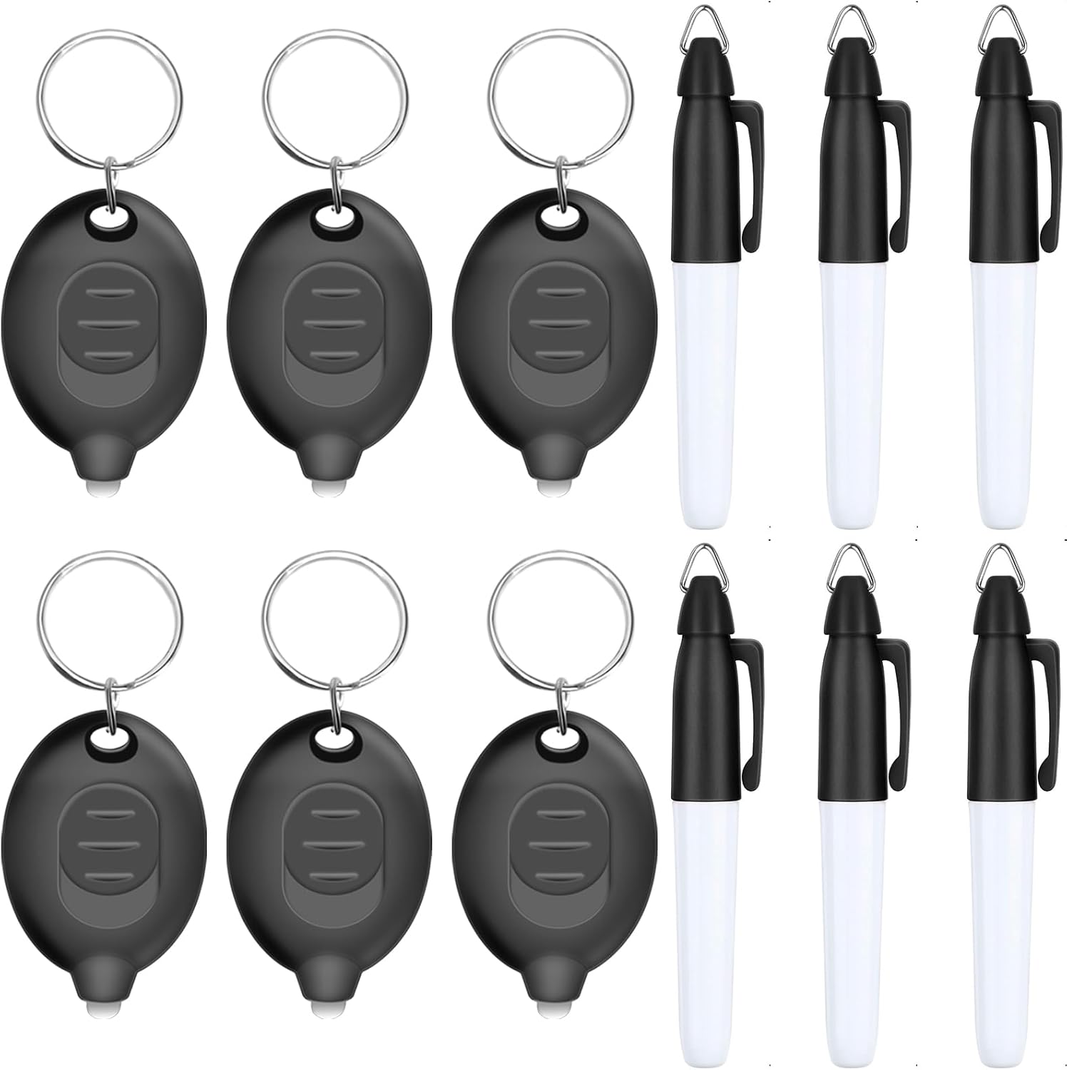 Mini LED Keychain Flashlights & Permanent Marker Pens, Badge Lights for Nurses 12 Lumen Battery Powered, Badge Reel Pen for Nurses Doctor Office Outdoor Gift (12PCS)