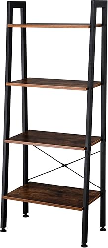 Vasitelan Estantería de escalera, estante de almacenamiento, estantería con marco de acero, para sala de estar, oficina en casa, cocina, dormitorio