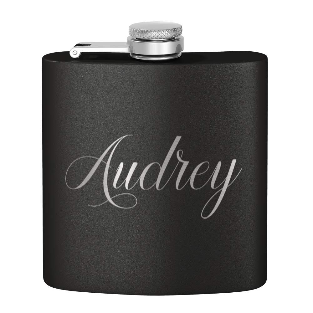 Personalized Flask 6 oz Stainless Steel Flask Black Matte Finish Engraved Customized Gift Stainless Steel Vacuum Insulated