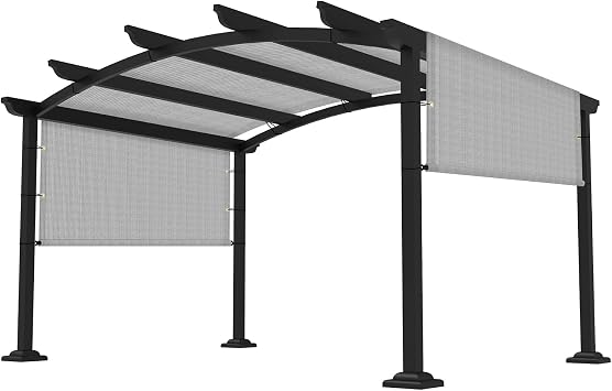 8 16 Pergola Shade Cover Universal Replacement Canopy Cover Outdoor Durable Fabric Sun Shade Cloth for Deck Patio Porch Backyard Gazebo with Grommets & Weighted Rods, Light Gray