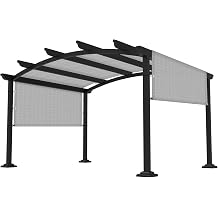 8 16 Pergola Shade Cover Universal Replacement Canopy Cover Outdoor Durable Fabric Sun Shade Cloth for Deck Patio Porch Backyard Gazebo with Grommets & Weighted Rods, Light Gray
