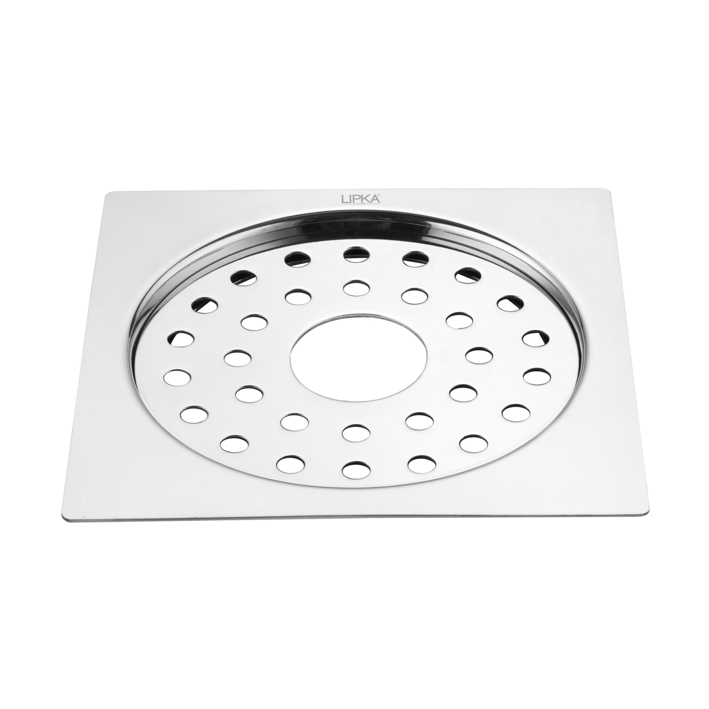 LIPKA 5 x 5 Inches Eon Square Flat Cut Plain Jali Floor Drain with Hole | Premium Stainless Steel | Floor Drain for Bathroom Silver 4