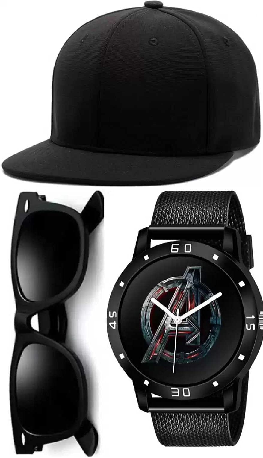 SELLORIA Brand A Black Dial Analogue Hip HOP Plain Boys Cap & Kids Watch with Cap & Sunglass (B09CZ1Y494) Amazon Price History, Amazon Price Tracker
