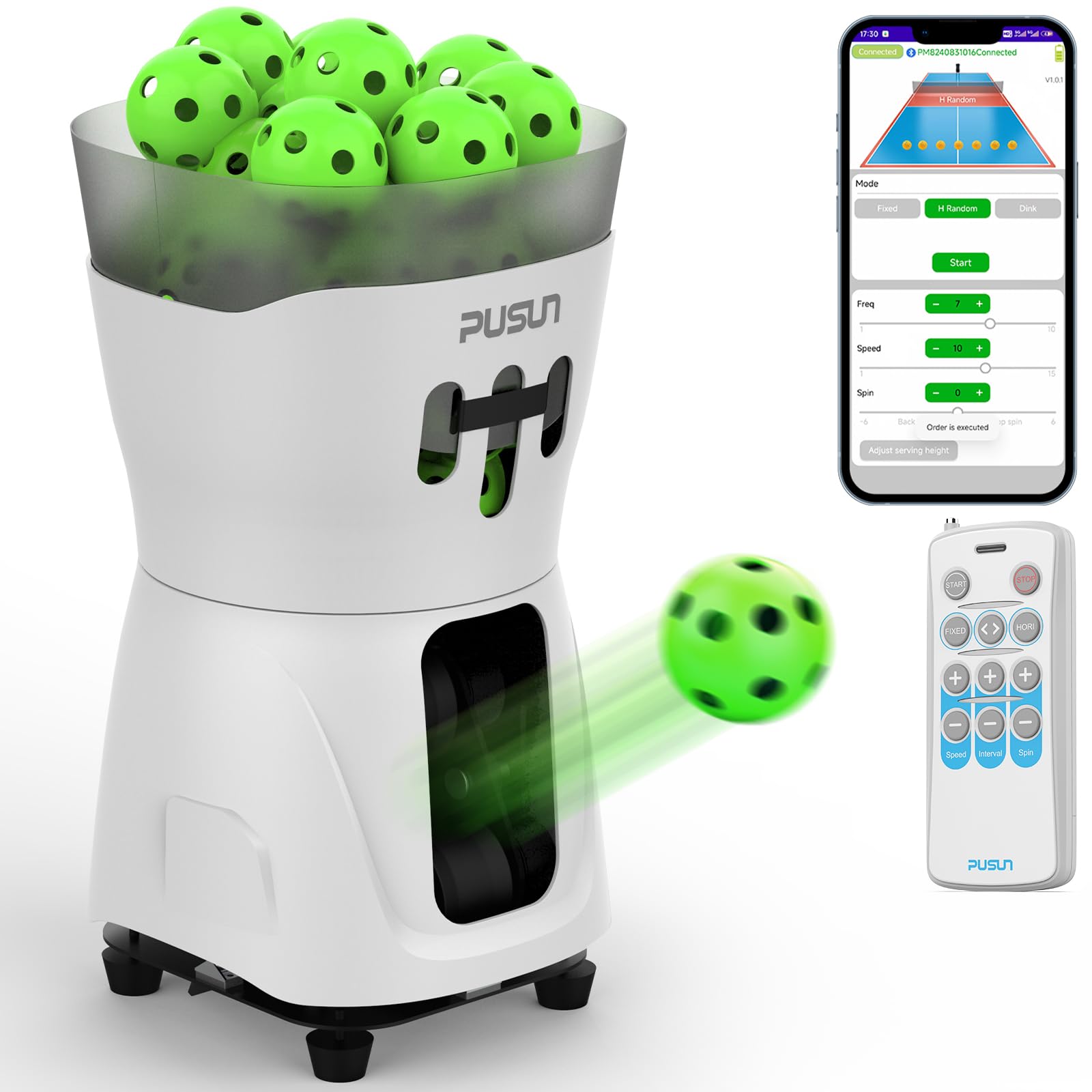 PP Mini PRO Tragbare Pickleball-Maschine, leicht und kompakt, perfekt für Training und Übung auf dem Platz, inklusive Fernbedienung, kann 45 + Pickleball-Bälle aufnehmen