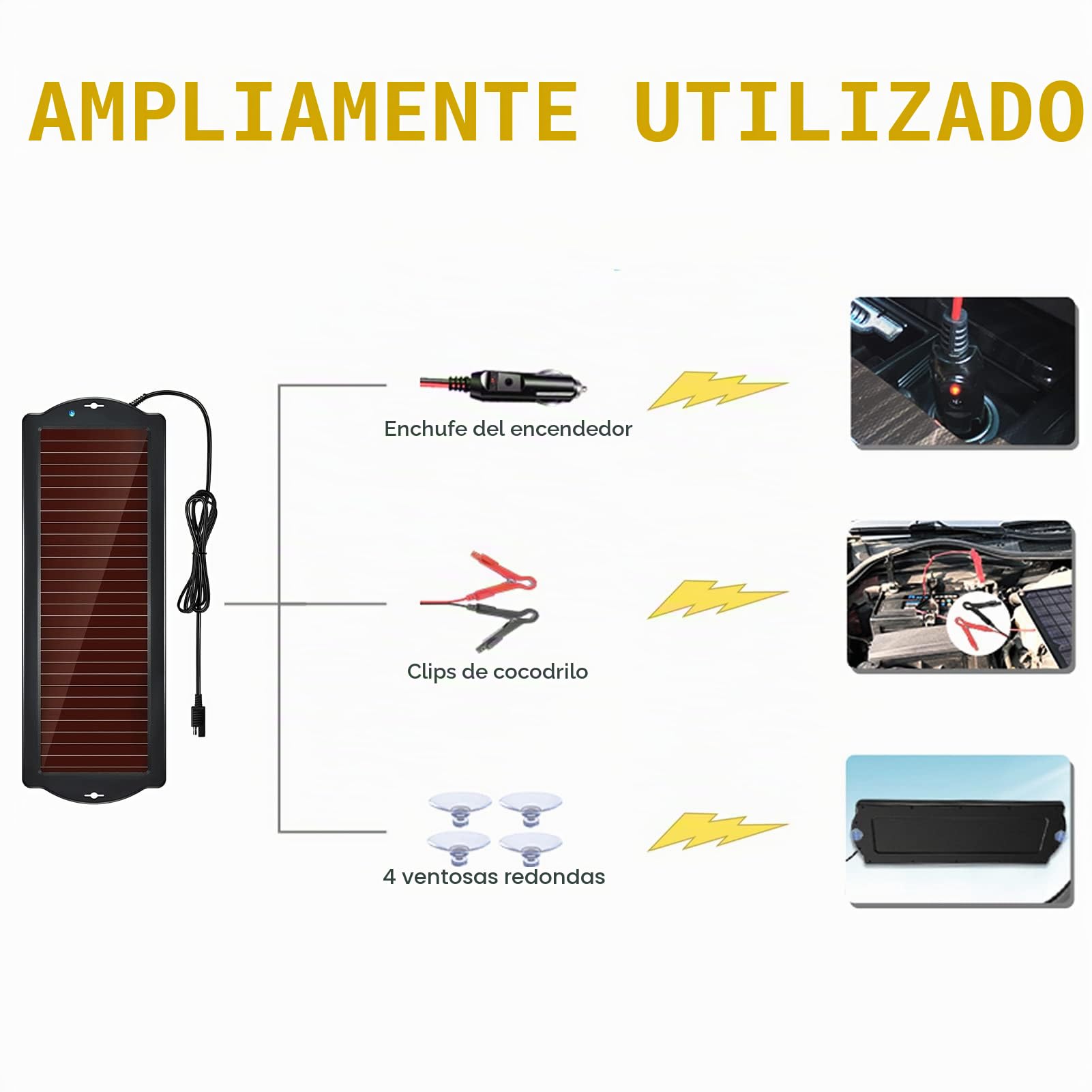 Cargador de batería solar de 12 V, mantenedor y cargador de batería, 2,5 W, kit de carga de goteo de panel solar portátil para automóviles, motocicletas, barcos, caravanas, remolques, etc.