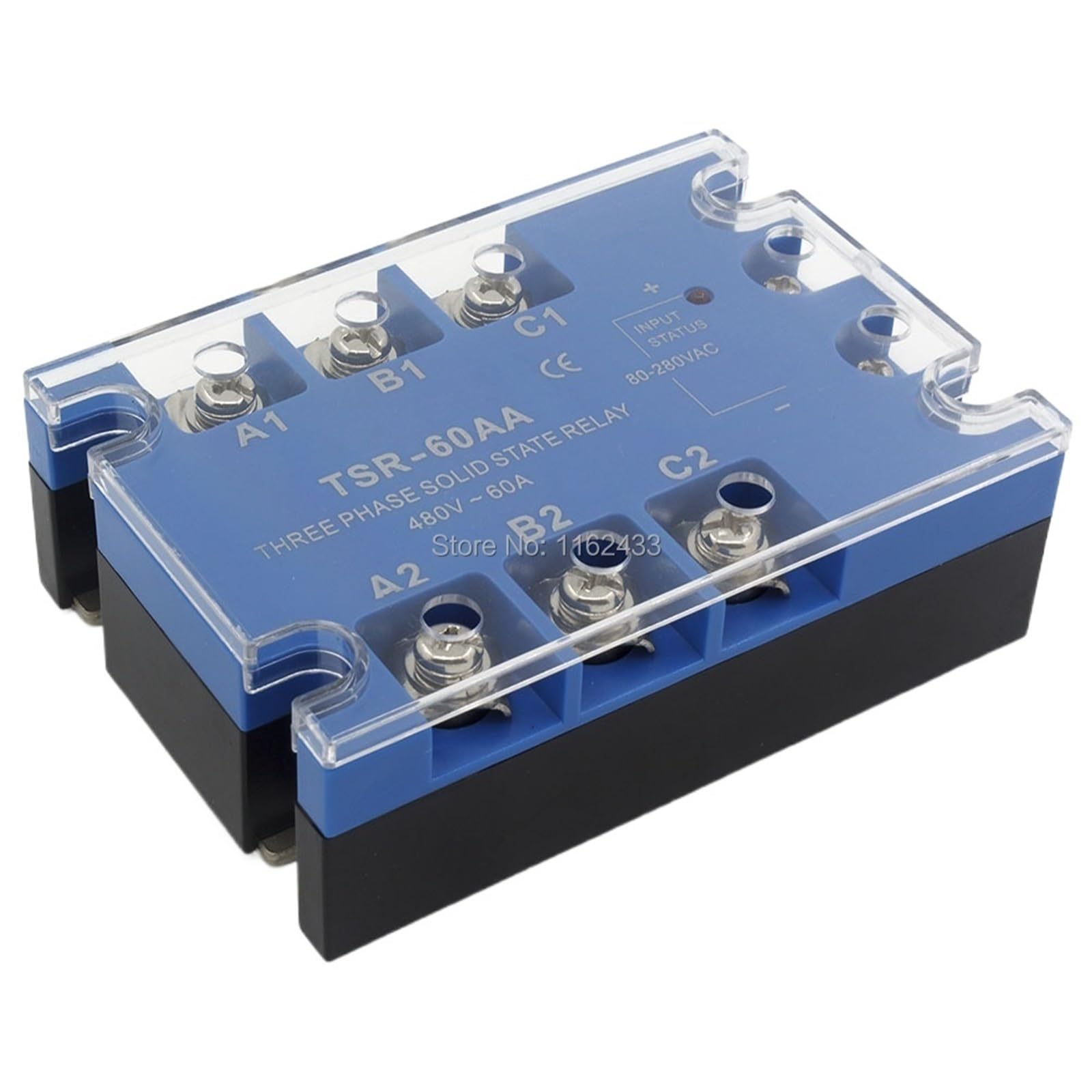 WBNFFUCYU TSR-60AA Three Phase AC to 60A 90-480VAC Solid State Relay/SSR
