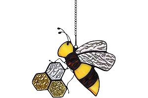 Bee On Honeycomb Stained Glass Window Hangings