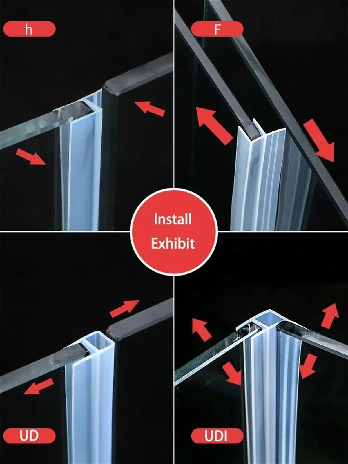 Cinta De Sellado Para Baño Transparente Tira De Sellado Silicona En Forma FH 1 A 3 Metros For Puerta Ducha, Vidrio, Resistente Al Viento(UD-10mm,3Meter)