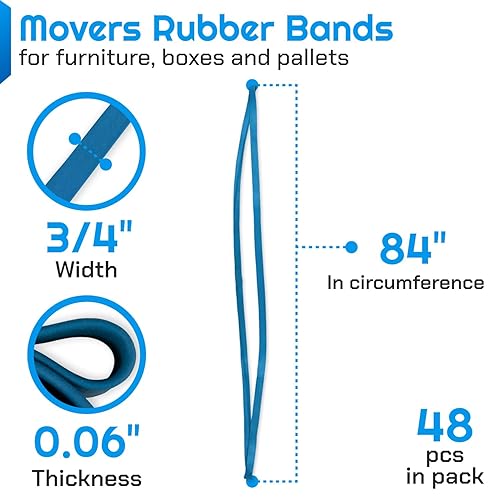 Miniatura 9 de IDL Packaging Bandas de goma fuertes, elásticas y flexibles de 84 pulgadas, paquete de 8, azul, 2 veces de elasticidad, 80% goma natural, bandas de