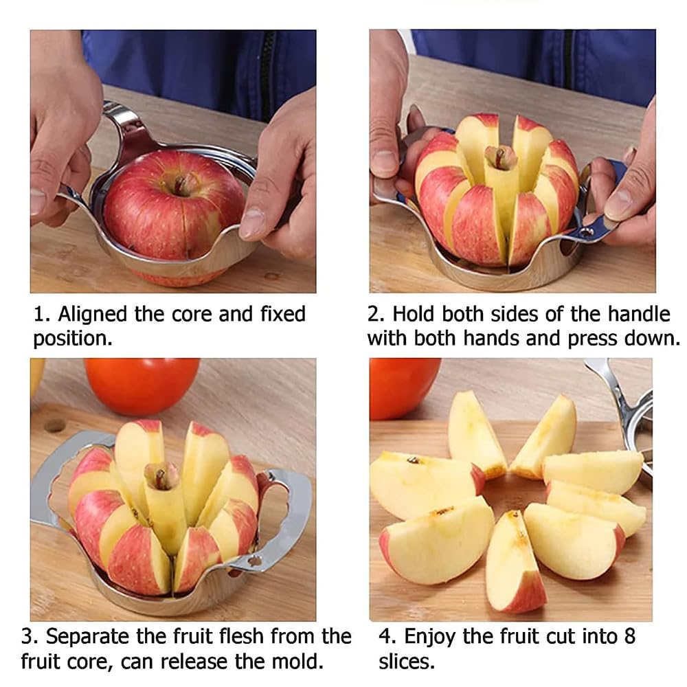 Coupe Pommes Acier Inoxydable RoySmart Coupe-Pommes En Inox 8 Lames - Pour Pommes Et Poires Trancheuse Fruits