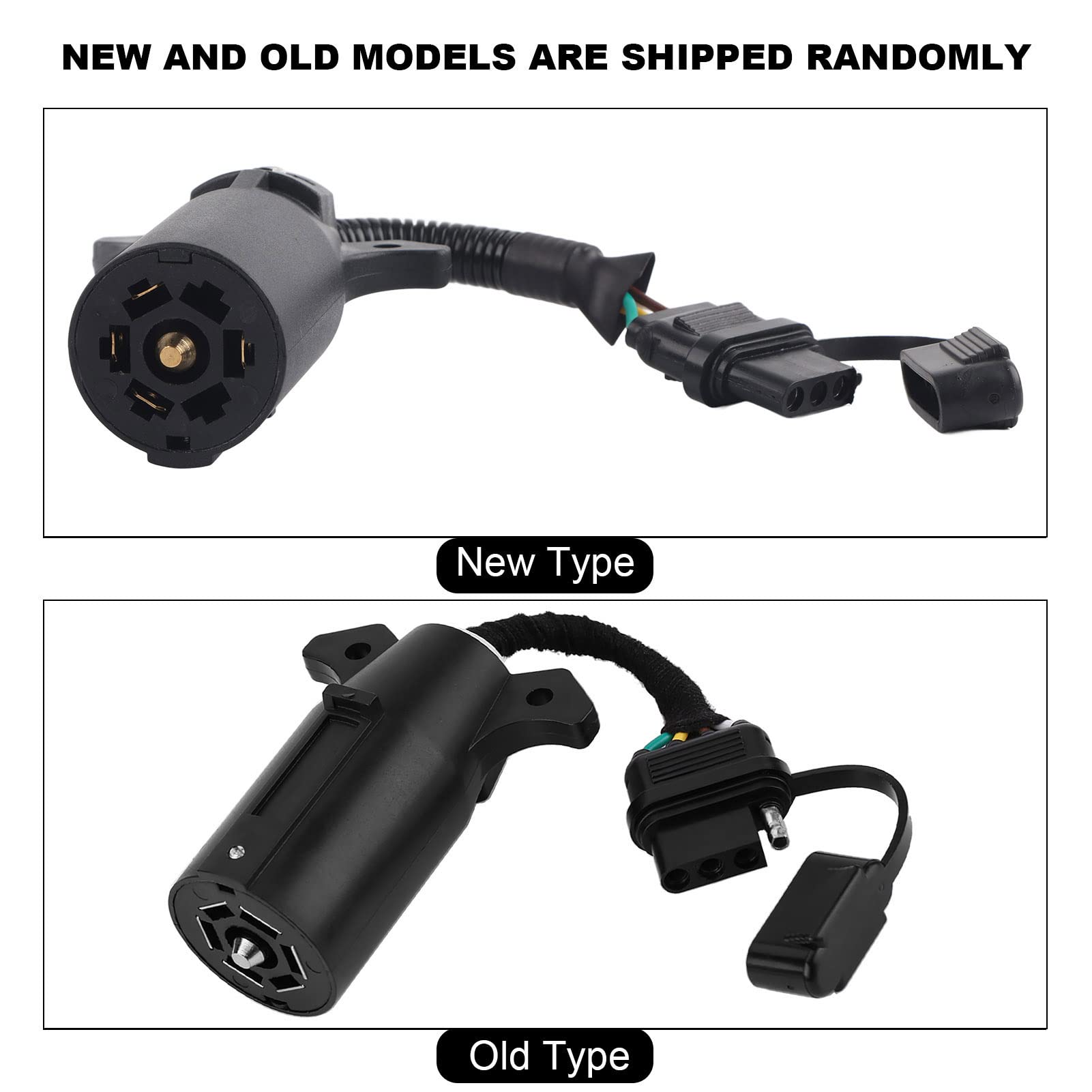 Adattatore Per Rimorchio Auto 12V Da 7 Poli A 4 Pin - Universale, Lama Piatta E Rotonda, Nero - 4