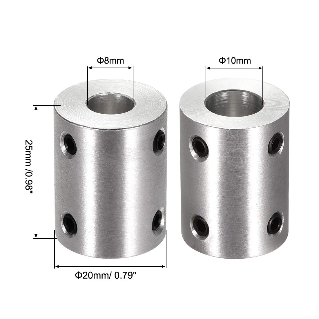 Accouplement Arbre Moteur Sourcing Map 8mm-12mm - Lot De 2, Aluminium, 25x30mm