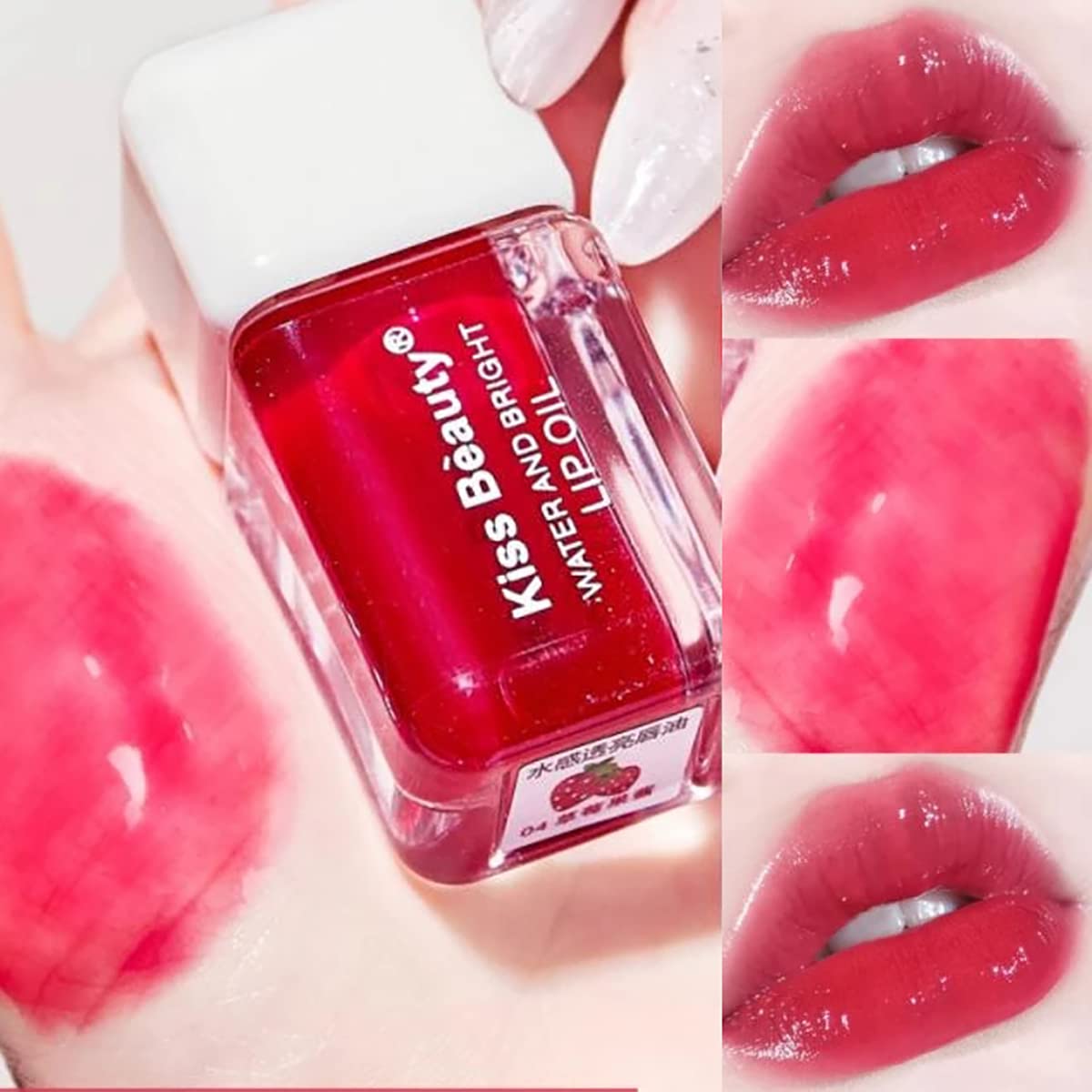 Fruit Pearlescent Plumping Lip Oil, Pearl & Shimmer Mini Lip Gloss Kit, Lip Care Hydrating Lip Gloss Tinted Lip Balm, Long Lasting & Nourishing Lip