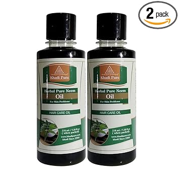 Khadi Pure Herbal Pure Neem Oil, 210 ml (Pack of 2)