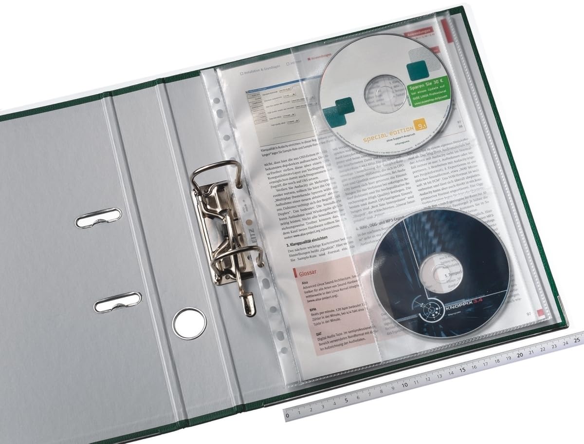 240x Leitz A4 Clear Punched Pockets Sleeves Wallets for CD DVD Document Filing