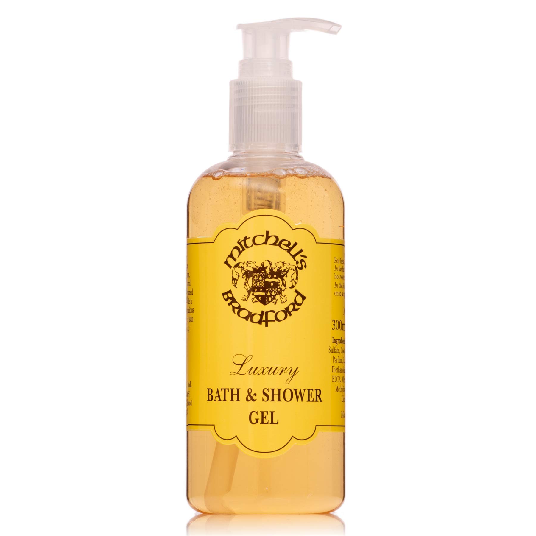 Mitchell's Wool Fat Soap Bath & Shower Gel for Sensitive, Dry & Normal Skin (300ml/10.55oz) with Natural, Moisturising Lanolin Formulation, Unisex Use