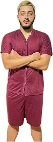 Pijama Masculino Adulto Aberto Malha Confortável Azul Marinho GG