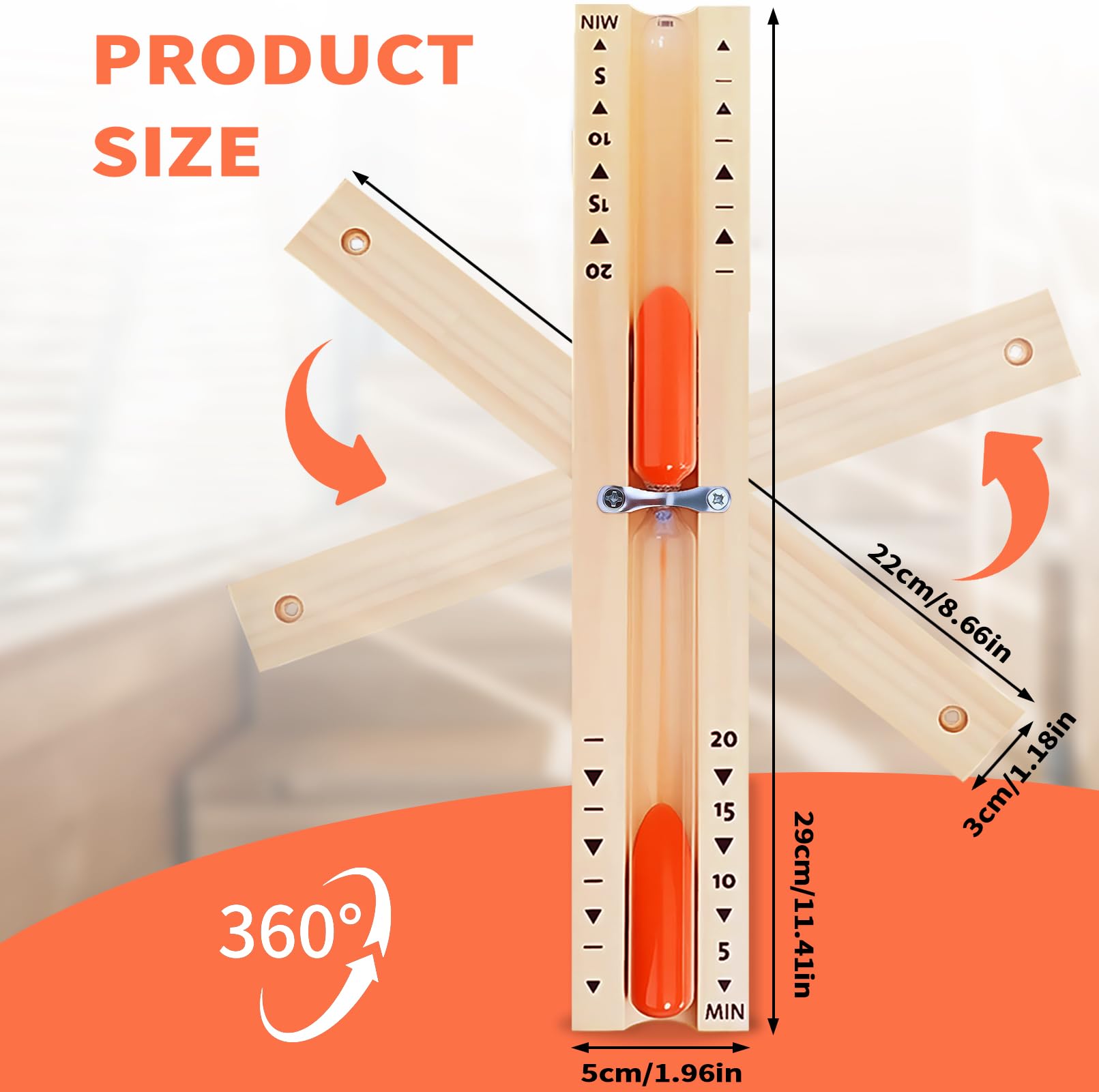 Sauna Sabbia Timer,sabbia sauna timer 20 minuti,Clessidra in Legno Sauna,Clessidra per sauna da 15 minuti,clessidra sauna,Clessidra per Sauna in Legno,Sand Clock timer,Clessidra sauna (Arancione)